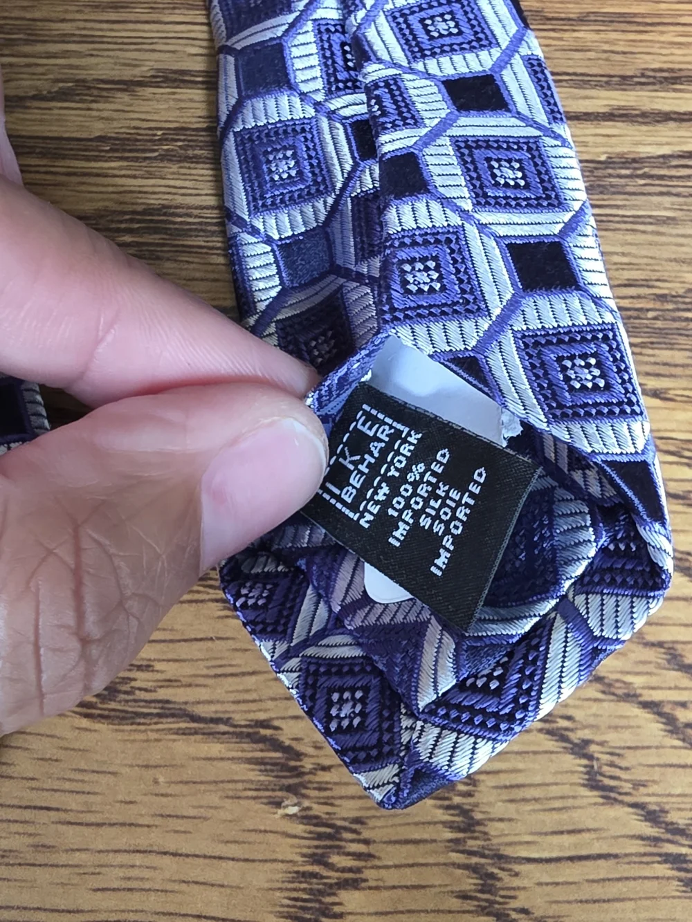 Ike Behar Blue Geometric Octagon Men's Tie